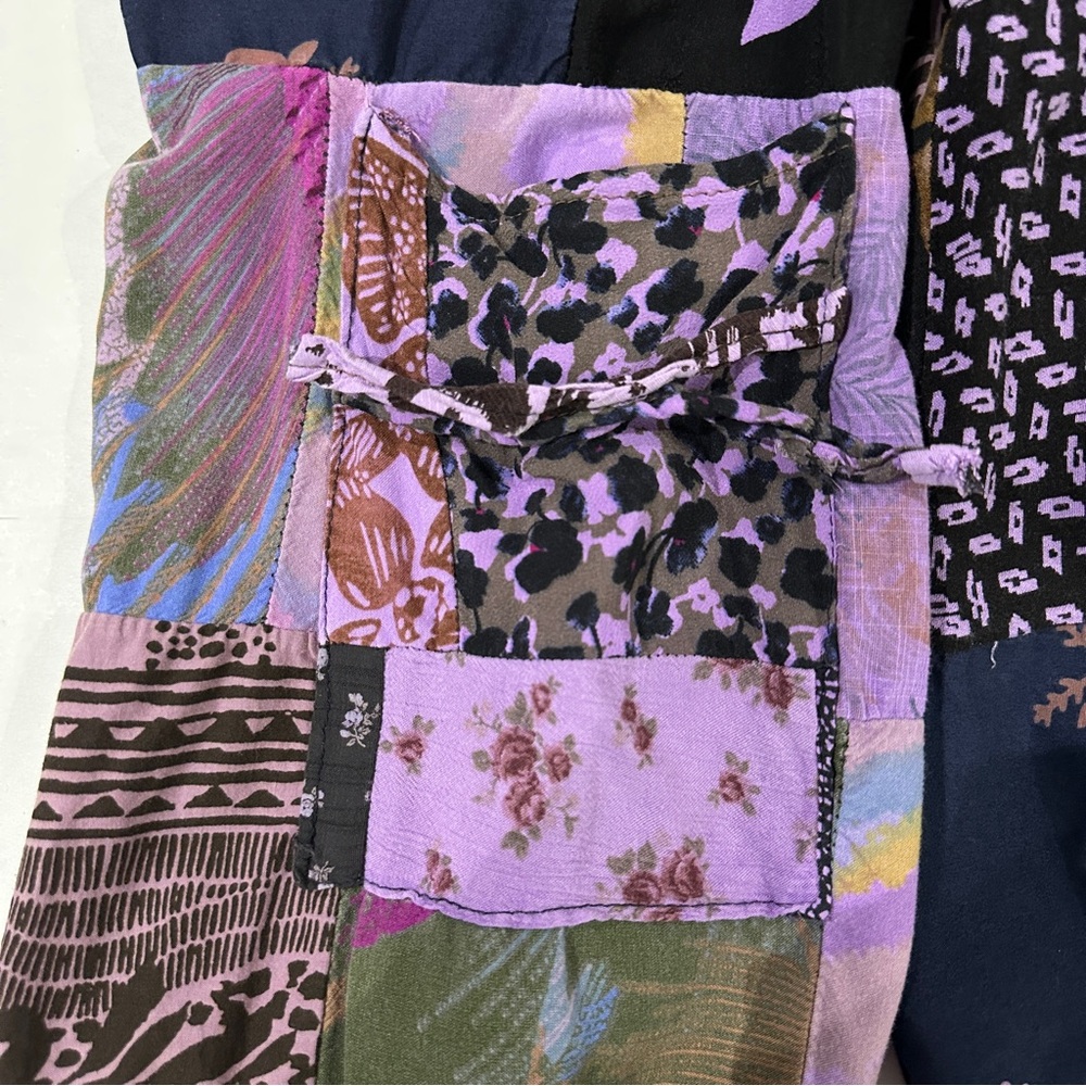 Purple Patchwork Bohemian Hippie Harem Pants - Picture 3 of 6